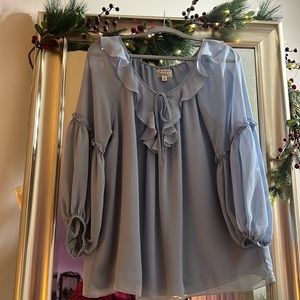 Max studio size extra large, baby blue front and back lines chiffon blouse
